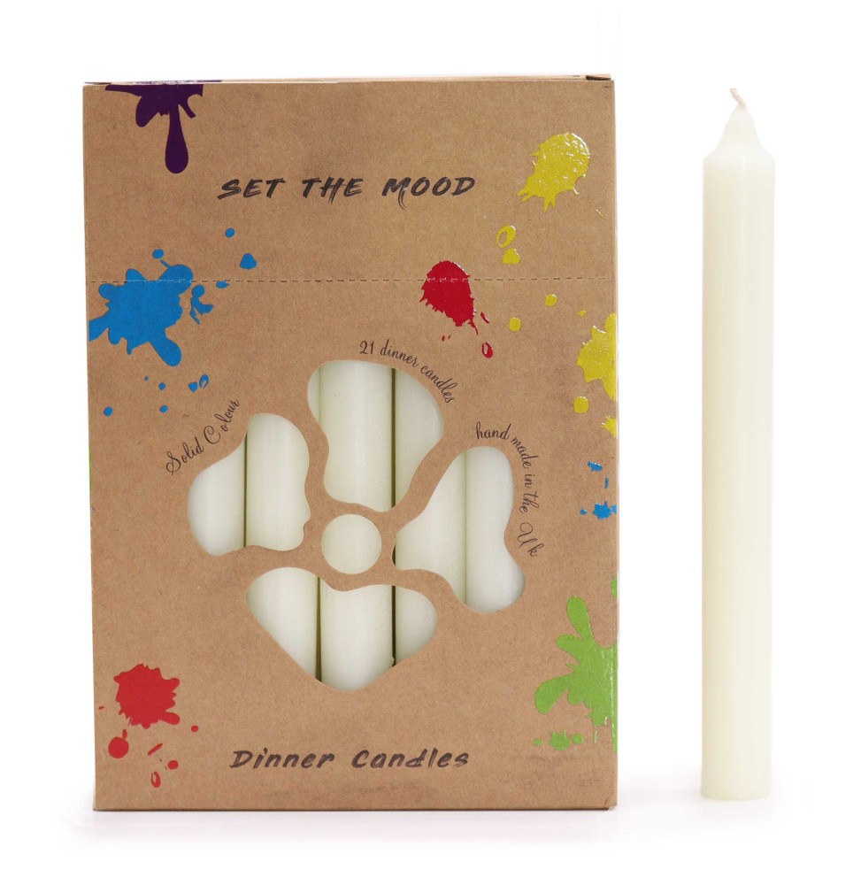 Juego de Velas de Mesa de Color Sólido - Pack de 21 - Blanco Rústico-MAHAI KANDELA MULTZOA-HOSTENATURA