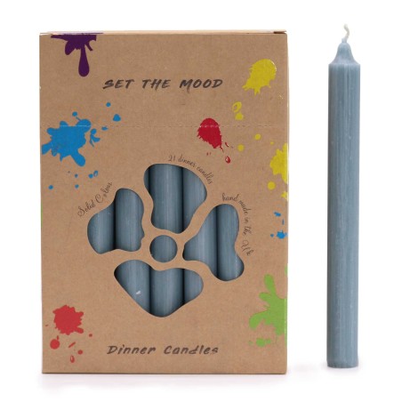 Juego de Velas de Mesa de Color Sólido - Pack de 21 - Teal Rústico (Grises)