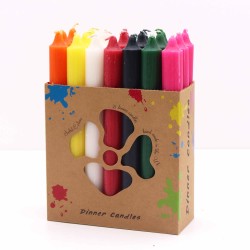 Ensemble de bougies de table de couleur unie - Paquet de 21 - Mélange de 7 couleurs assorties