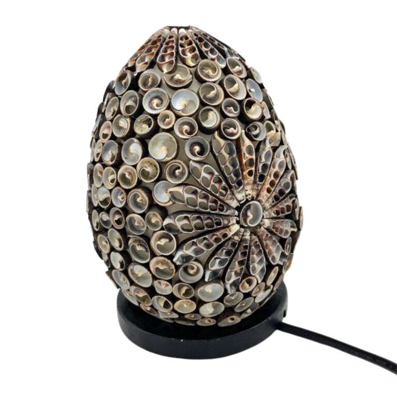 Lampa Boho - Muszla Morska - Owalna - 15cm - Kolor Czekoladowy-LAMPY BOHO - NATURALNA SHELL-HOSTENATURA