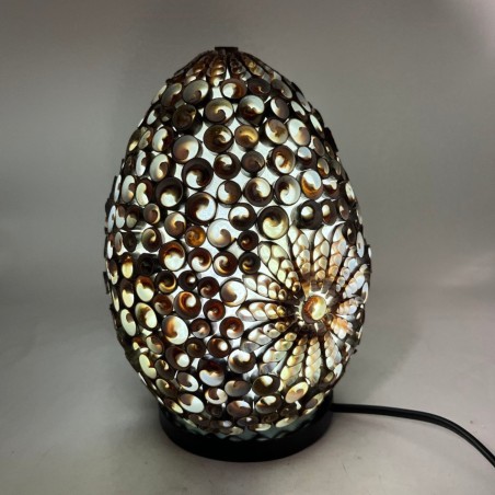 Lámpara Boho - Concha de Mar - Ovalado - 20cm - Color Chocolate