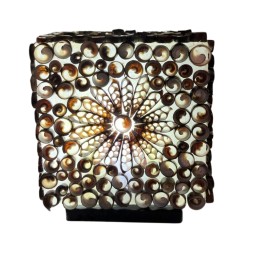 Lámpara Boho - Concha de Mar - Cuadrado - 15cm - Color Chocolate