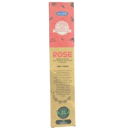 Incienso Orgánico de Rosa - Rose - ULLAS - Hecho a mano - 25gr - Hecho en India - 100% Natural