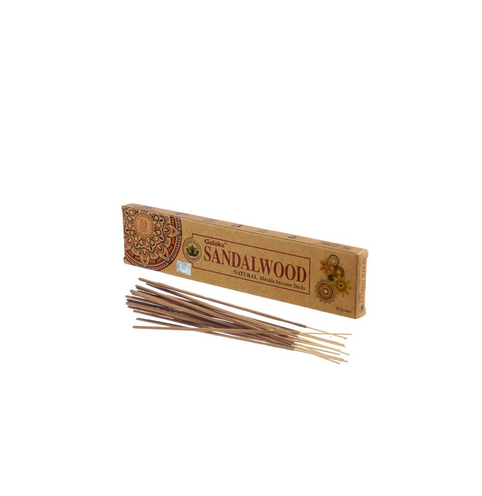 GOLOKA Incienso de Sandalo - Sandalwood - Natural Masala Incense - 1 cajetilla de 15gr