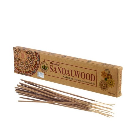GOLOKA Incienso de Sandalo - Sandalwood - Natural Masala Incense - 1 cajetilla de 15gr