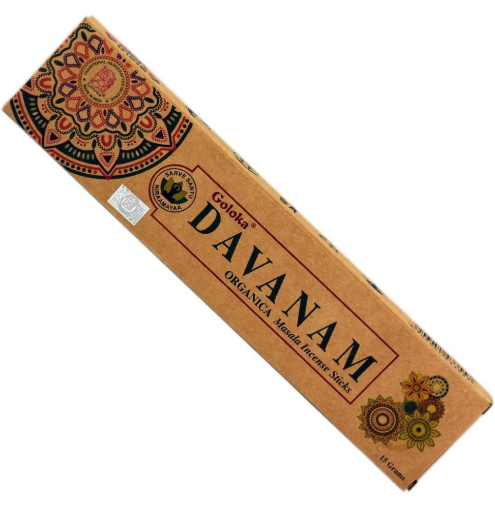 GOLOKA Encens Orgànic Davanam - Natural Masala Incense - 1 paquet de 15gr