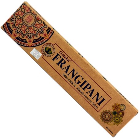 GOLOKA Incenso Frangipani Biologico - Incenso Masala Naturale - 1 scatola da 15gr