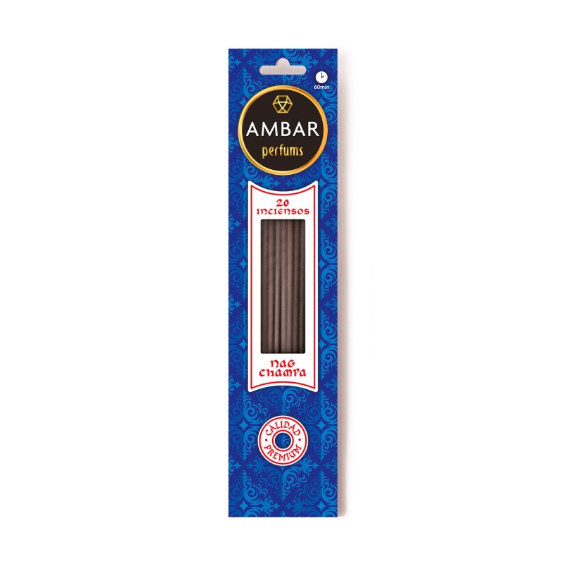 Encens Nag Champa Ambar Perfums - 20 bâtonnets - durée 60 minutes - Qualité Premium-AMBAR PERFUMS-HOSTENATURA