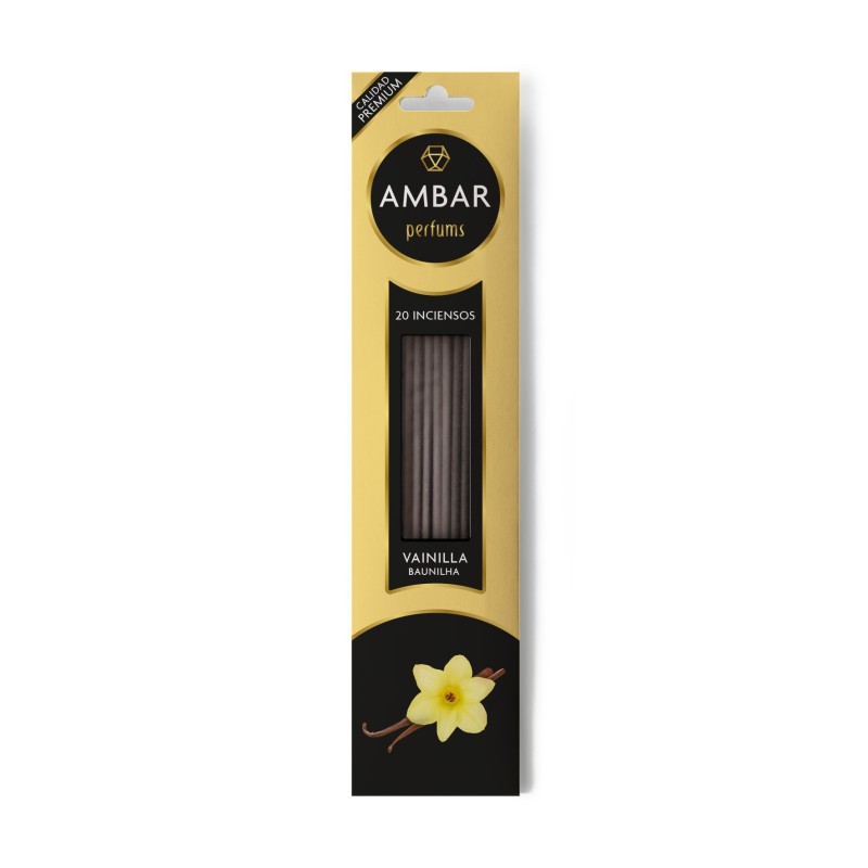 Amber Vanilla Incense Perfums - 20 sticks - 60 minutes of duration - Premium Quality-AMBAR PERFUMS-HOSTENATURA