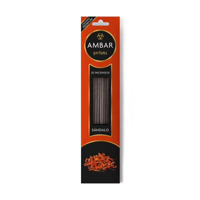 Incenso de sândalo Amber Perfums - 20 palitos - duração de 60 minutos - Qualidade Premium-AMBAR PERFUMS-HOSTENATURA