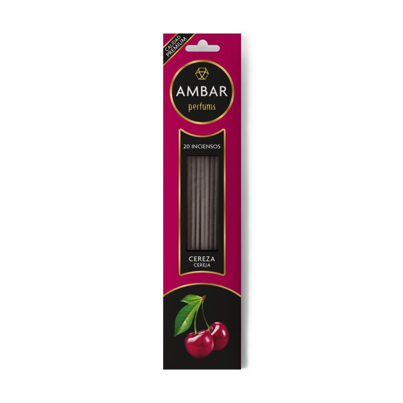 Amber Cherry Incense Perfums - 20 sticks - 60 minutes of duration - Premium Quality-AMBAR PERFUMS-HOSTENATURA