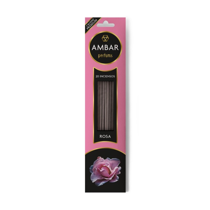 Amber Rose Incense Perfums - 20 sticks - 60 minutes of duration - Premium Quality-AMBAR PERFUMS-HOSTENATURA