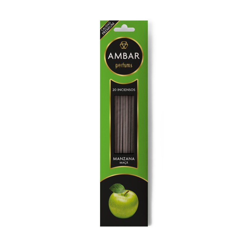 Amber Perfums Apple Incense - 20 varas - 60 minutos de duración - Calidade Premium-AMBAR PERFUMS-HOSTENATURA