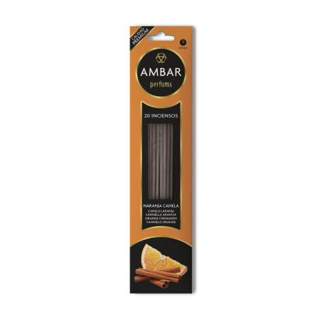 Incienso Canela y Naranja Ambar Perfums - 20 varillas - 60 minutos de duración - Calidad Premium
