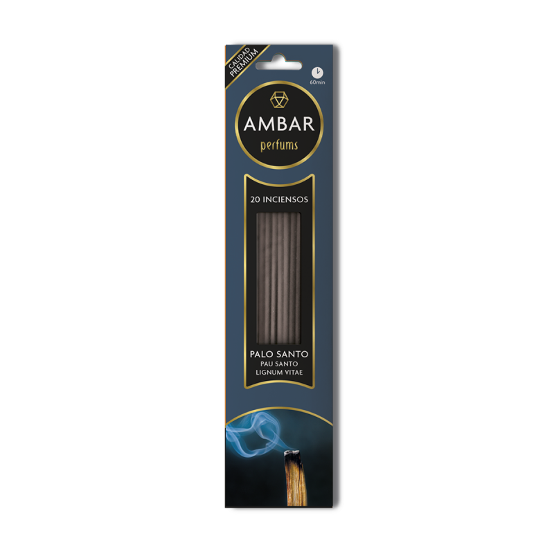 Encens Palo Santo Ambar Perfums - 20 varetes - 60 minuts de durada - Qualitat Premium-AMBAR PERFUMS-HOSTENATURA