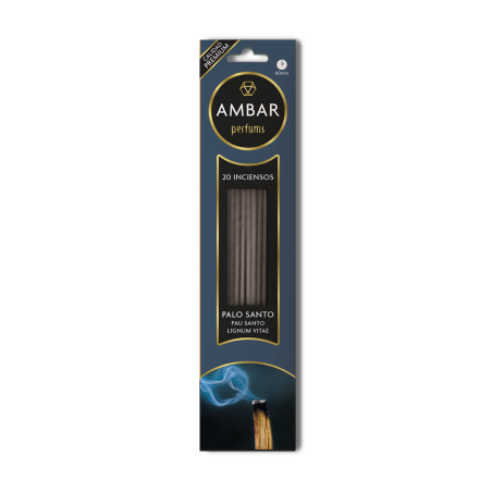 Incienso Palo Santo Ambar Perfums - 20 varillas - 60 minutos de duración - Calidad Premium