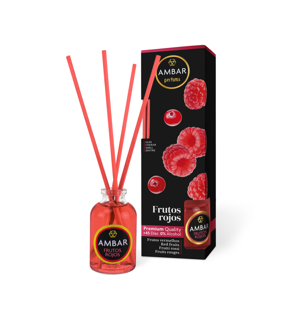 Ambientador Mikado Frutos Rojos - Ambar Perfums 30ml - 45 días de duración