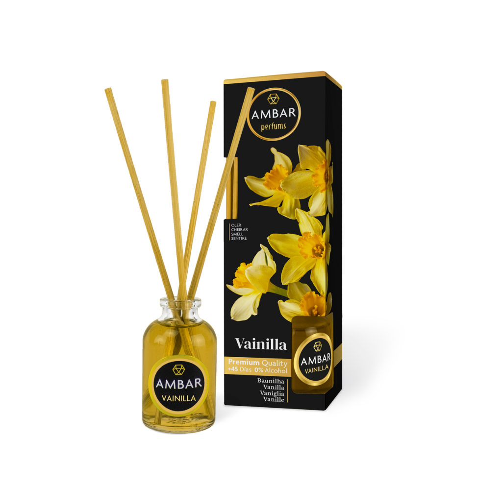 Ambientador Mikado Vainilla - Ambar Perfums 30ml - 45 días de duración-معطرات الجو AMBAR PERFUMS العنبر من ميكادو-HOSTENATURA