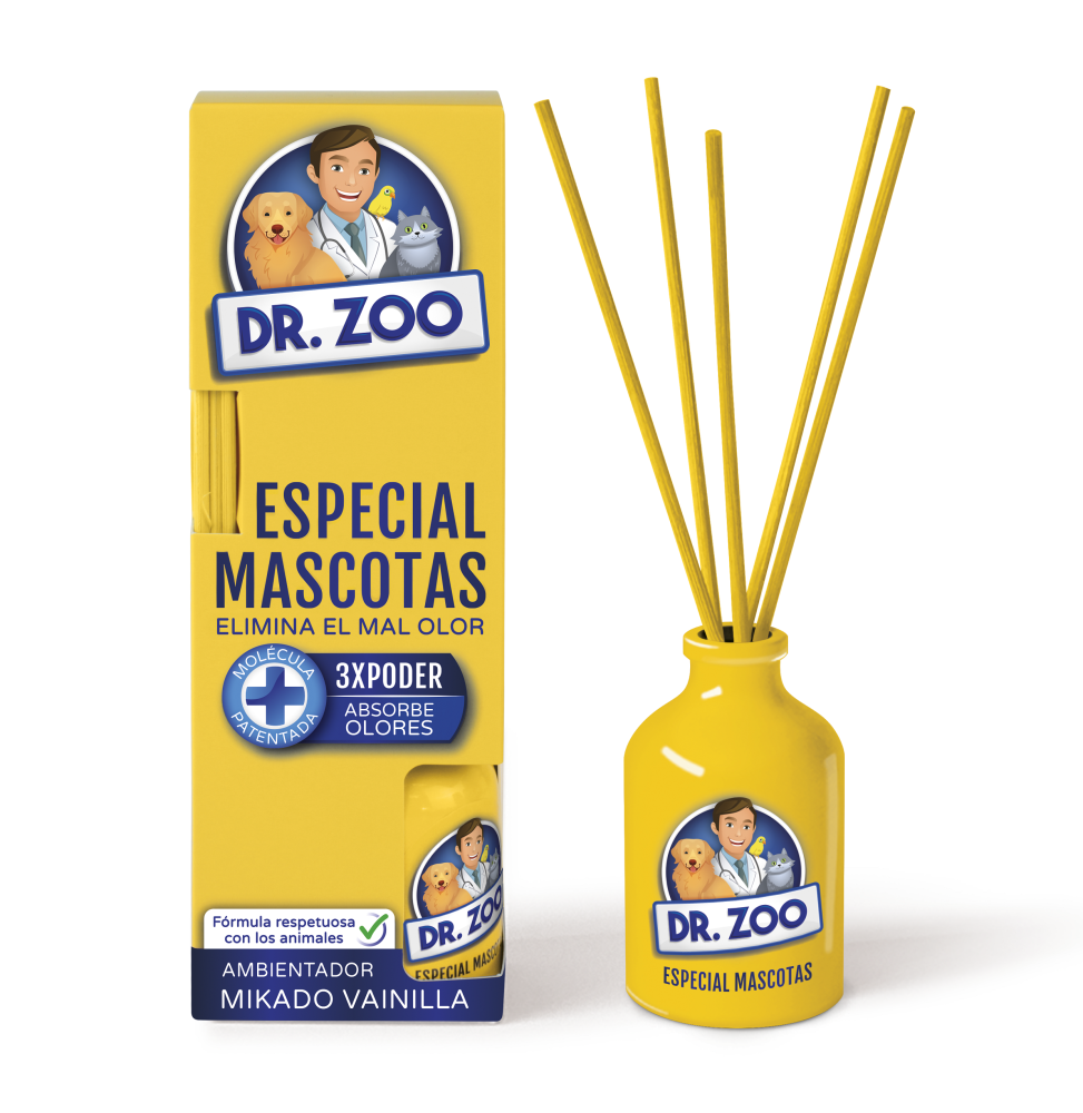 DR ZOO Ambientador Mikado Vainilla - Especial Mascotas - Absorbe olores de Mascotas - 40ml-DR ZOO ABSORBE OLORES DE MASCOTAS-HOSTENATURA