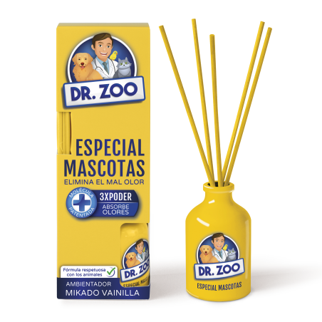 DR ZOO Ambientador Mikado Vainilla - Especial Mascotas - Absorbe olores de Mascotas - 40ml