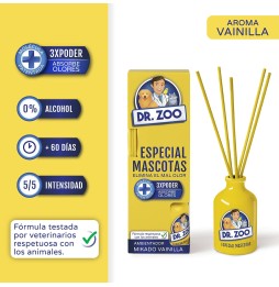 DR ZOO Ambientador Mikado Vainilla - Especial Mascotas - Absorbe olores de Mascotas - 40ml