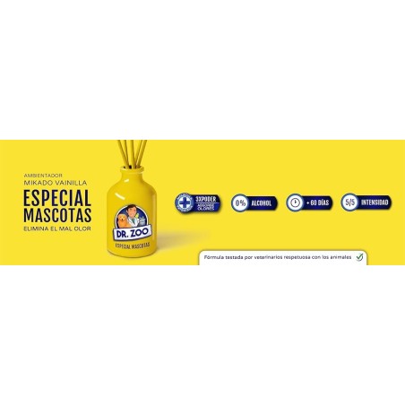 Pack de 2x DR ZOO Mikado Désodorisant à la vanille - Special Pets - Absorbe les odeurs d’animaux - 40ml