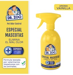DR ZOO Ambientador Spray Ambiente y Tejidos Casa Vainilla - Especial Mascotas - Absorbe olores de Mascotas - 500ml