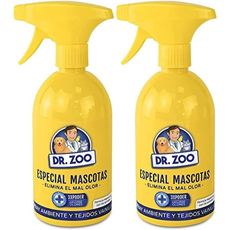 Confezione 2x DR ZOO Deodorante spray per ambienti alla vaniglia per ambienti e tessuti - Speciale per animali domestici - Assor-DR ZOO ASSORBE L'ODORE DEGLI ANIMALI DOMESTICI-HOSTENATURA