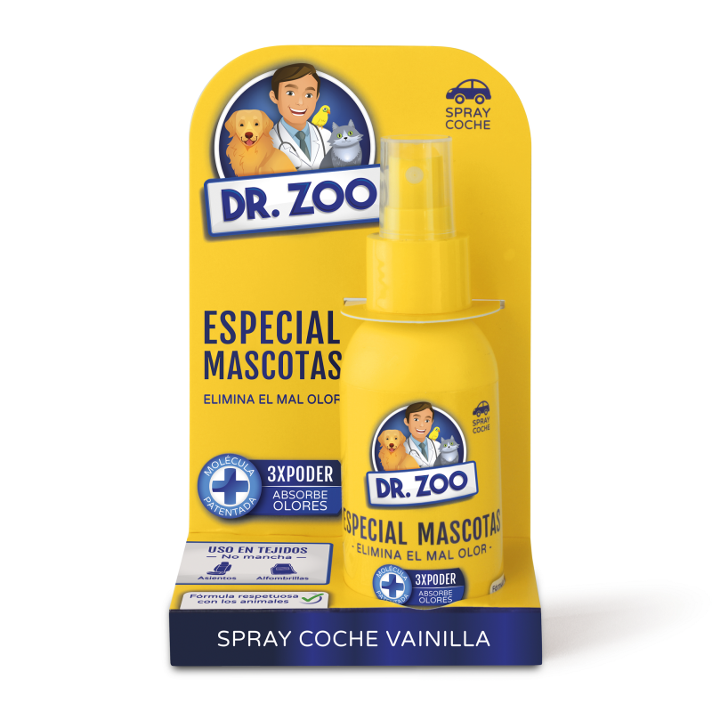 DR ZOO Ambientador de coche en spray de vainilla - Especial para mascotas - Absorbe olores de mascotas - 90 ml-DR ZOO ABSORBE O CHELOR DE MASCOTAS-HOSTENATURA