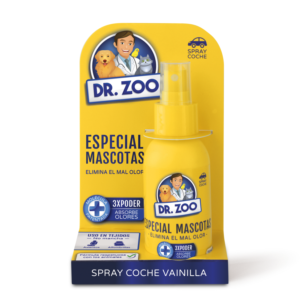 DR ZOO Ambientador Spray Coche Vainilla - Especial Mascotas - Absorbe olores de Mascotas - 90ml-DR ZOO ABSORBS PET ODOR-HOSTENATURA