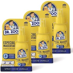 Confezione da 3 deodoranti spray per auto DR ZOO alla vaniglia - Speciale per animali domestici - Assorbe gli odori degli animal