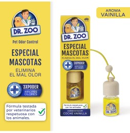 DR ZOO Ambientador Coche Vainilla - Especial Mascotas - Absorbe olores de Mascotas