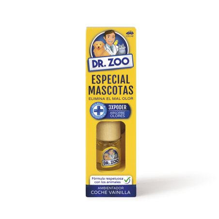 DR ZOO Ambientador Coche Vainilla - Especial Mascotas - Absorbe olores de Mascotas