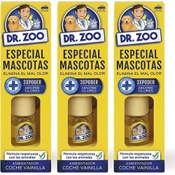 Confezione da 3 deodoranti per auto DR ZOO alla vaniglia - Speciale per animali domestici - Assorbe gli odori degli animali dome