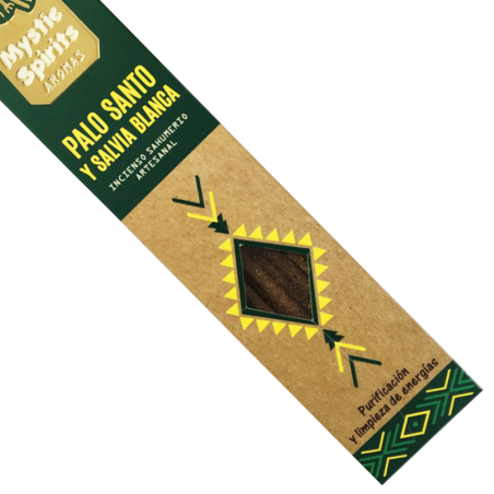 Incienso Sahumerio Palo Santo y Salvia Blanca - Mystic Spirits - Artesanal - 8 varitas - Purificación y limpieza de energías