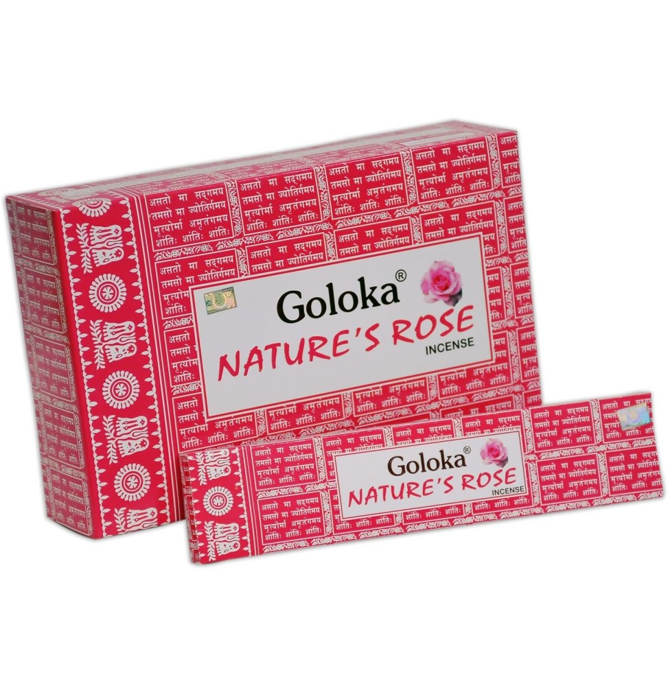 GOLOKA Incienso Natural de Rosa - Nature's Rose Incense - 1 cajetilla de 15gr.