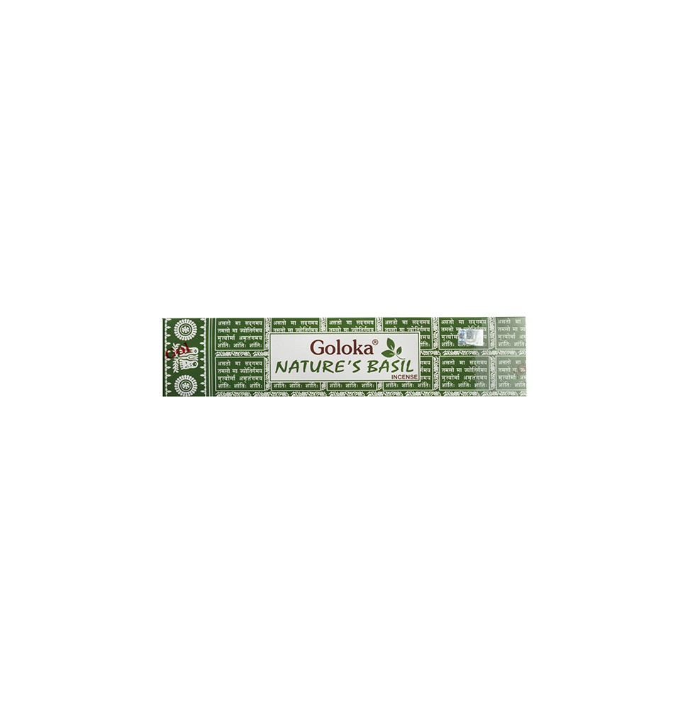 GOLOKA Incienso Natural de Albahaca (Basil) - Nature's Basil Incense - 1 cajetilla de 15gr.