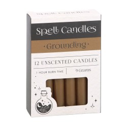 ESPELMES FET SPELL CANDLES - PRESA A TERRA - PAQUET 12 ESPELMES MARRONS - SPIRIT OF EQUINOX