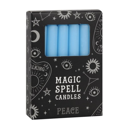 VELAS MAGICAS - MAGIC SPELL CANDLES - PEACE - PAZ - PAQUETE 12 VELAS AZUL CLARO - SPIRIT OF EQUINOX