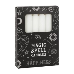 BOUGIES MAGIC SPELL - BONHEUR - FÉLICITÉ - PAQUET DE 12 BOUGIES BLANCHES - SPIRIT OF EQUINOX