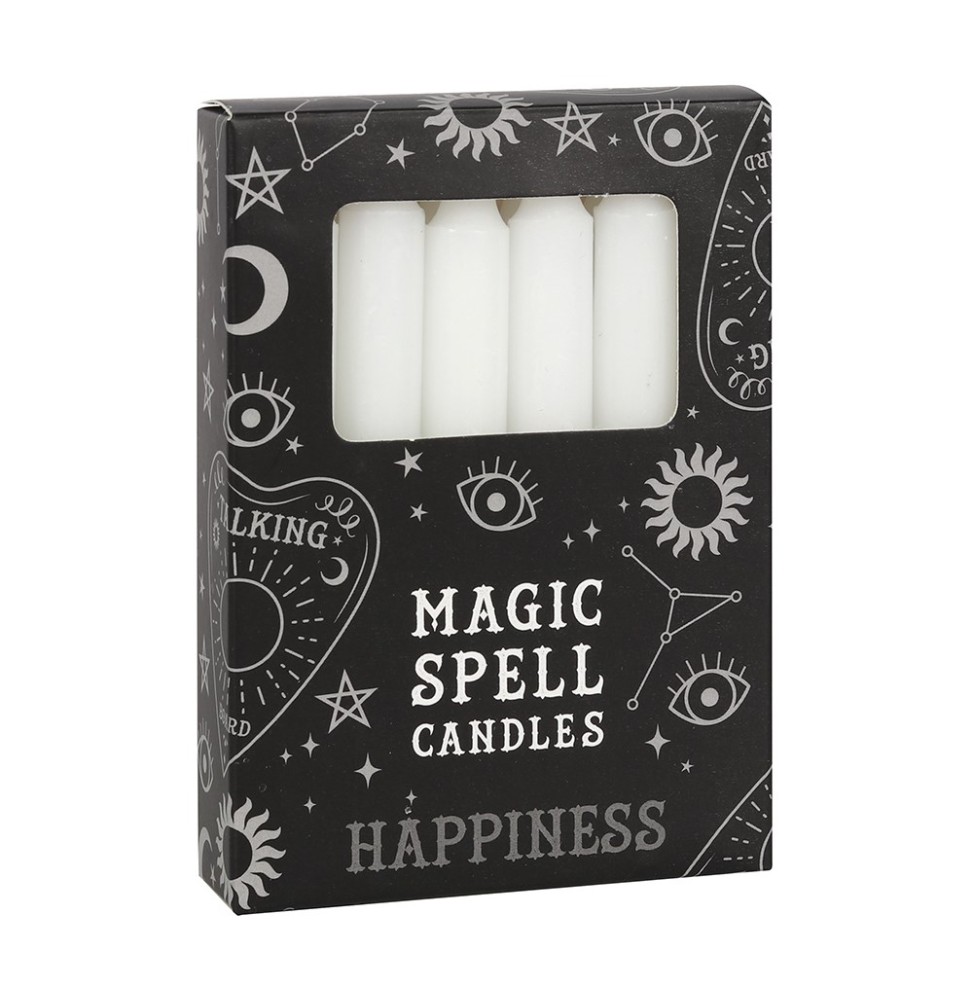 VELAS MAGICAS - MAGIC SPELL CANDLES - HAPPINESS - FELICIDAD - PAQUETE 12 VELAS BLANCAS - SPIRIT OF EQUINOX-MAGISCHE KAARSEN - MAGISCHE SPELLKAARSEN-HOSTENATURA