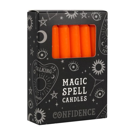 VELAS MAGICAS - MAGIC SPELL CANDLES - CONFIDENCE - CONFIANZA - PAQUETE 12 VELAS NARANJAS - SPIRIT OF EQUINOX