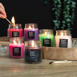 ESPELMES VIDRE MÀGICA - MAGIC SPELL CANDLES - FRIENDSHIP - AMISTAT - ESPELMA EN FRASC DE VIDRE ROSA FLORAL - SPIRIT OF EQUINOX