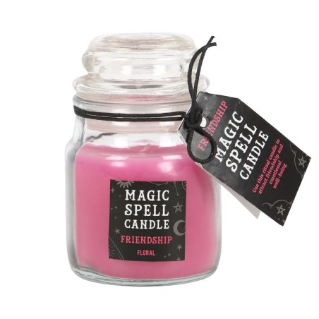 VELAS CRISTAL MÁGICA - MAGIC SPELL CANDLES - FRIENDSHIP - AMISTAD - VELA EN FRASCO DE CRISTAL ROSA FLORAL - SPIRIT OF EQUINOX