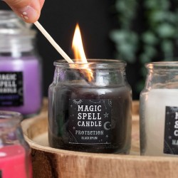 ESPELMES VIDRE MÀGICA - MAGIC SPELL CANDLES - PROTECTION - PROTECCIÓ - ESPELMA EN FRASC DE VIDRE NEGRA OPI - SPIRIT OF EQUINOX