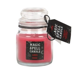 ESPELMES VIDRE MÀGICA - MAGIC SPELL CANDLE - LOVE - AMOR - ESPELMA EN FRASC DE VIDRE VERMELLA ROSES - SPIRIT OF EQUINOX