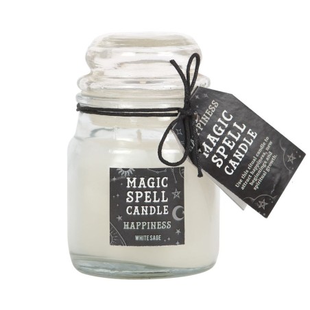 VELAS CRISTAL MÁGICA - MAGIC SPELL CANDLE - HAPPINESS - FELICIDAD - VELA FRASCO CRISTAL BLANCA SALVIA BLANCA - SPIRIT OF EQUINOX
