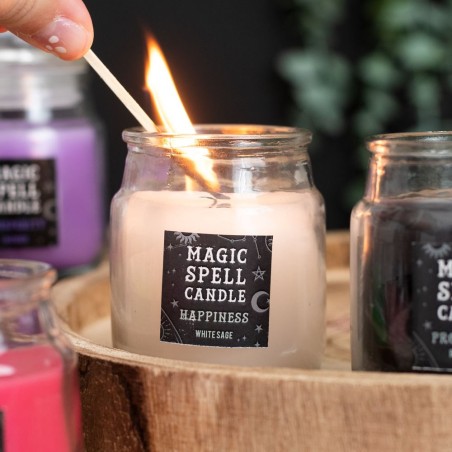 VELAS CRISTAL MÁGICA - MAGIC SPELL CANDLE - HAPPINESS - FELICIDAD - VELA FRASCO CRISTAL BLANCA SALVIA BLANCA - SPIRIT OF EQUINOX