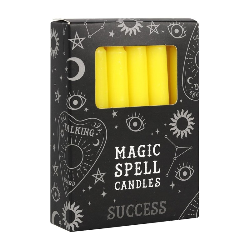 BOUGIES MAGIC SPELL - SUCCESS - PACK DE 12 BOUGIES JAUNES - SPIRIT OF EQUINOX-BOUGIES MAGIQUES - BOUGIES DE SORTS MAGIQUES-HOSTENATURA