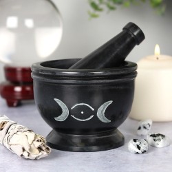 RITUAL MORTAR AND PESTLE - TRIPLE MOON - 9x9x9cm - SPIRIT OF EQUINOX